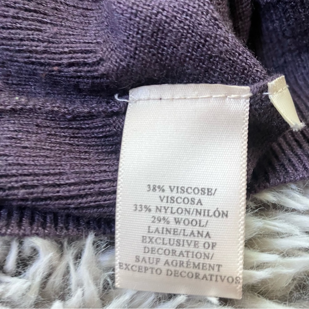 Ann Taylor - Medium Petite-Purple Sweater with Floral Accent - Picture 7 of 10